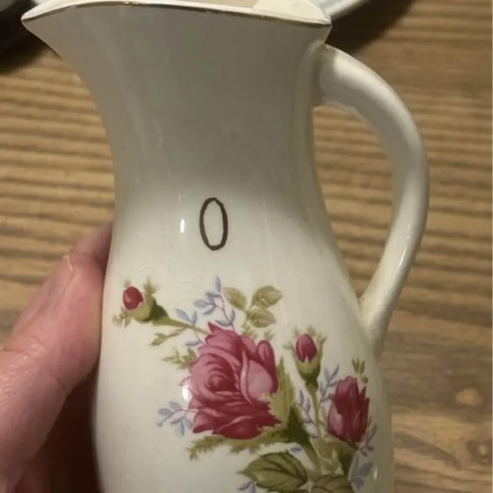 Vintage Japan Moss Rose Oil & Vinegar Cruet Set w/ Stoppers